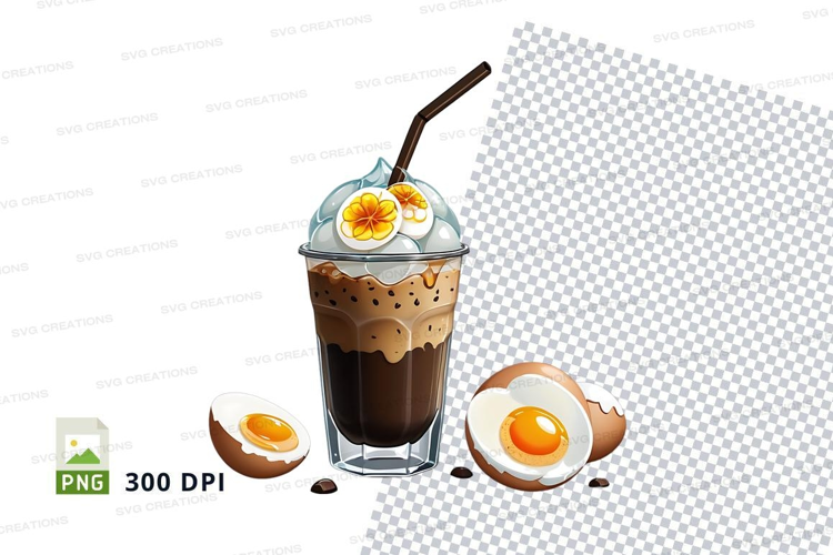Iced coffee mockup with eggs