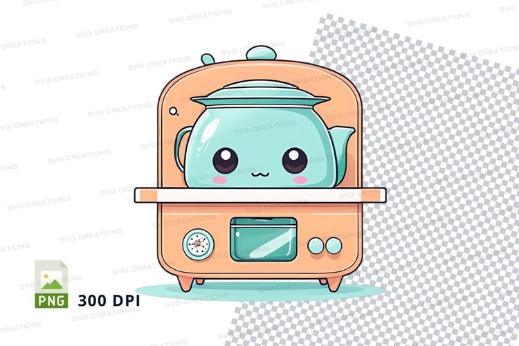 Kawaii teapot sticker on toaster mockup