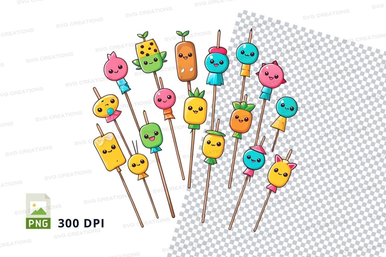 Cute fruit skewer clipart png