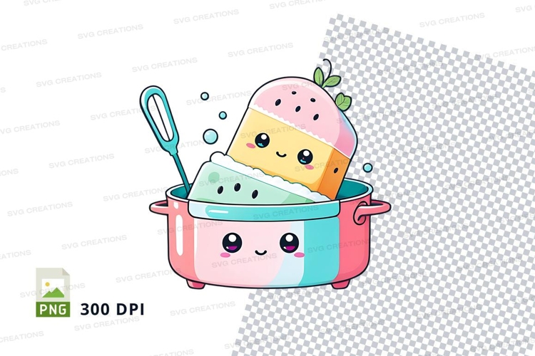 Kawaii pot with ice cream sticker