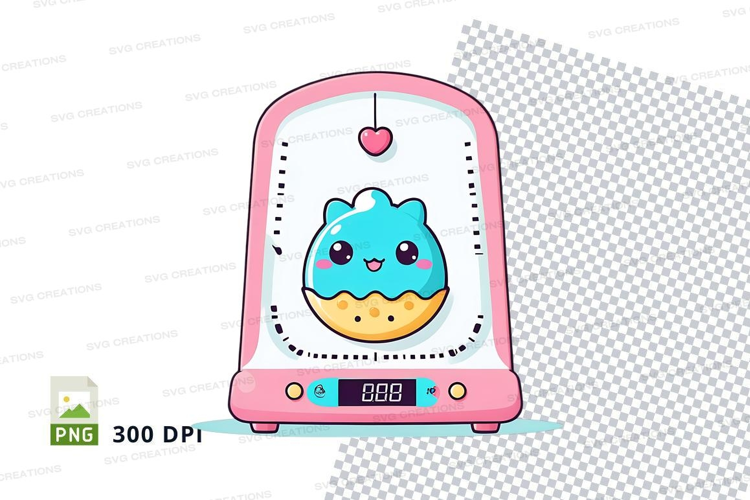 Cute kawaii donut alarm clock mockup