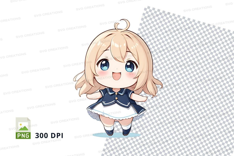 Chibi anime girl pendant mockup