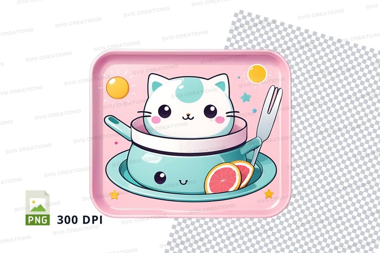 Kawaii cat in teacup tote bag mockup