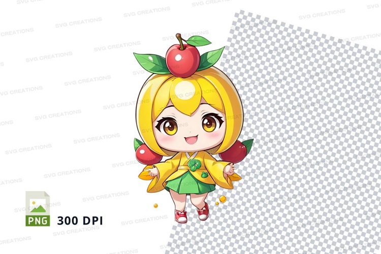 Cartoon character with apple clipart png