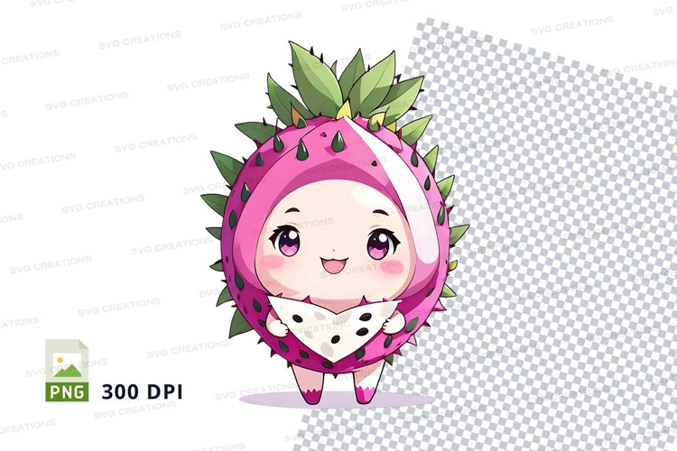 Cute dragon fruit character clipart png