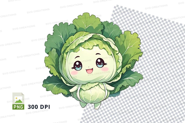 Cabbage character clipart png