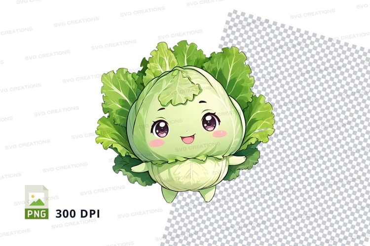 Cute cabbage character clipart png