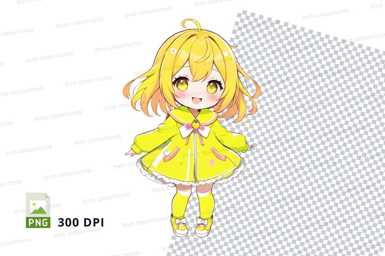 Cartoon girl in yellow outfit clipart png