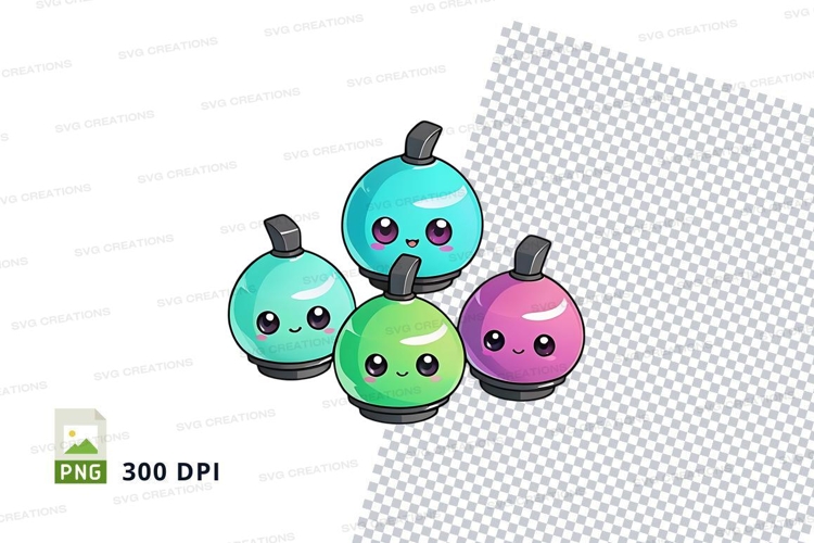 Clipart png of four cartoon apples