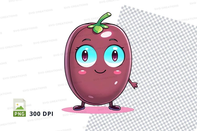 Cartoon plum character clipart png