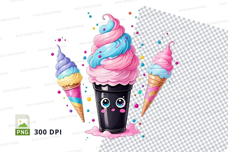 Ice cream cone mockup with rainbow swirlice cream, cone, rai