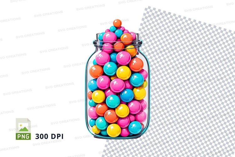 Mason jar with colorful gumballs clipartmason jar, gumballs,