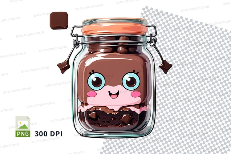 Cute cartoon chocolate jar clipart png
