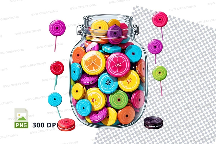 Colorful button jar mockup