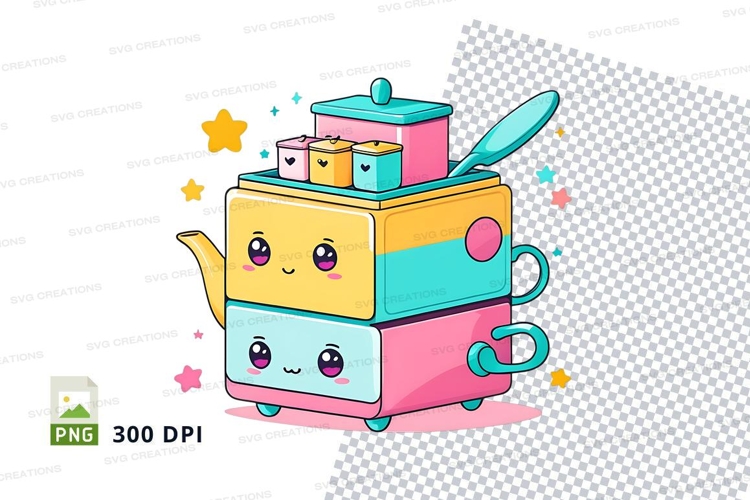 Kawaii teapot clipart png