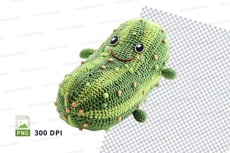 Cute green crochet frog clipart PNG high resolution