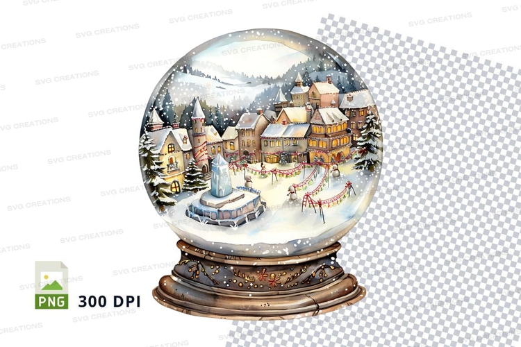 Snow globe village winter scene clipart transparent PNG