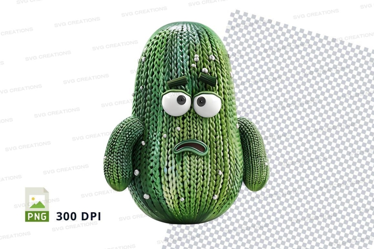 Sad green avocado clipart PNG vector illustration 300 DPI