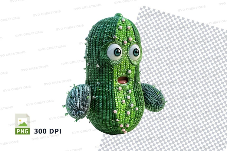 Cute green cucumber clipart with happy face 300 DPI PNG
