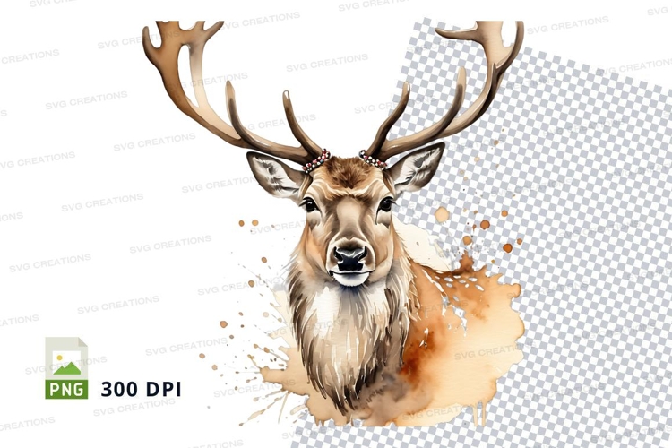 Majestic deer head clipart isolated on transparent PNG backg
