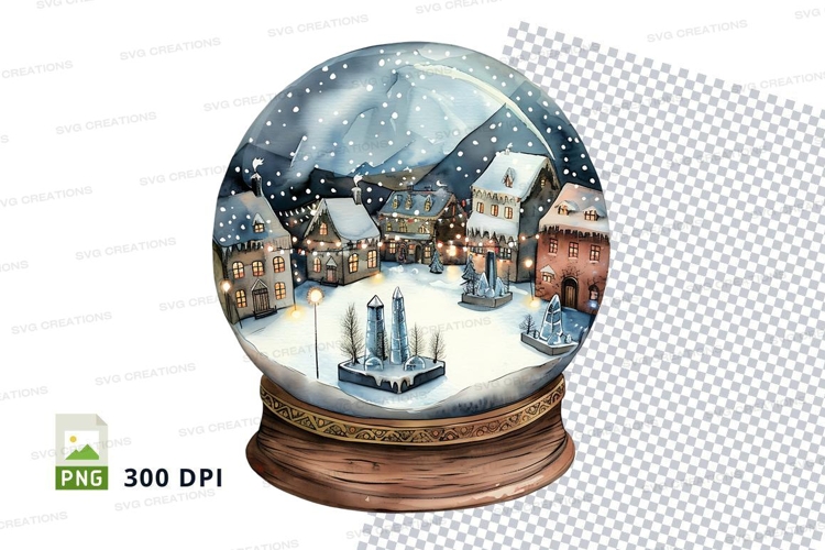 Snow globe village winter scene clipart transparent PNG