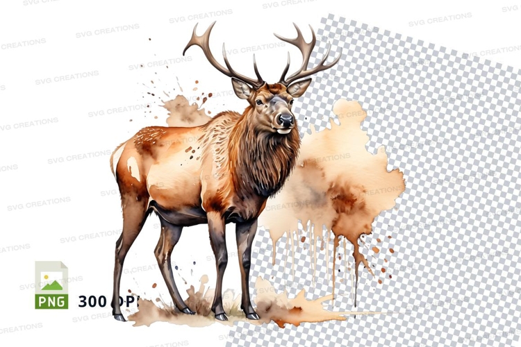 Majestic elk clipart PNG winter snow wildlife illustration