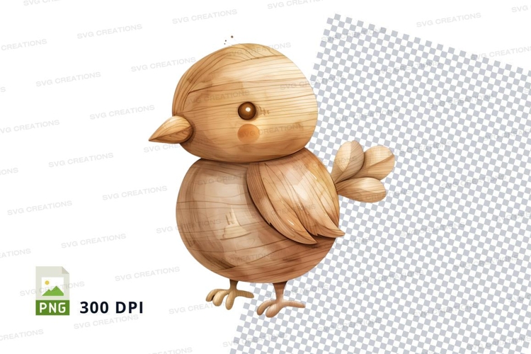 Wooden chick hatching clipart isolated on white background