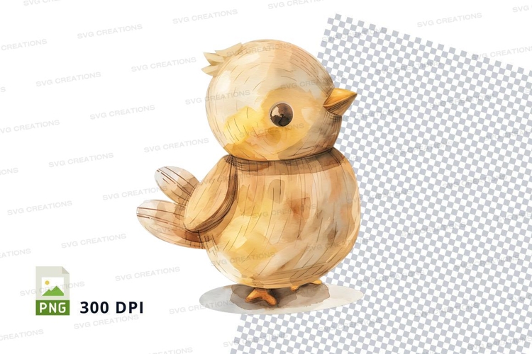 Cute wooden bird clipart sitting isolated transparent PNG