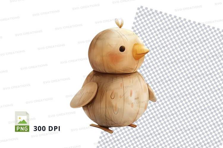 Cute wooden chick clipart isolated on white background