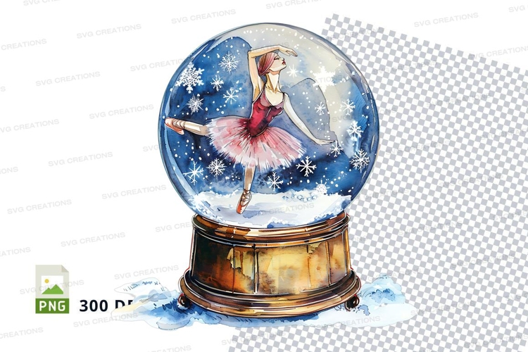 Ballerina in snow globe clipart 3D transparent PNG winter