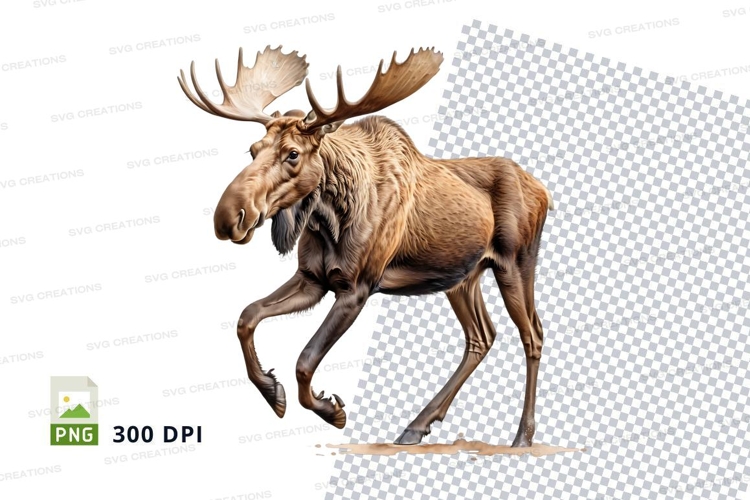 Moose clipart running isolated transparent PNG 300 DPI wildl