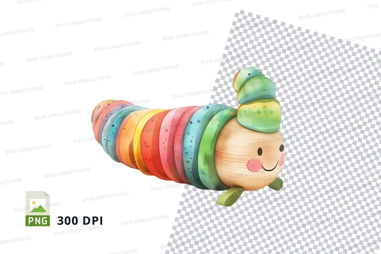 Colorful caterpillar clipart toy isolated on white backgroun