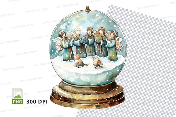 Christmas family snow globe clipart illustration festive