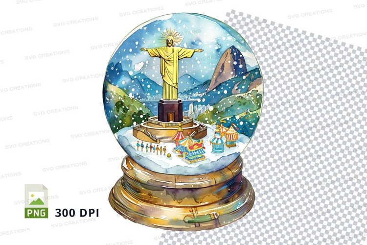 Golden Jesus statue snow globe religious holiday decoration