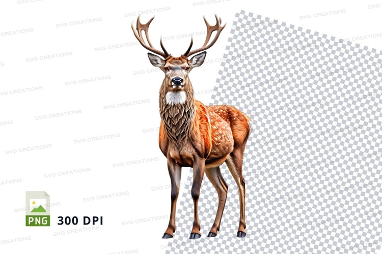 Majestic brown deer clipart isolated on transparent PNG back