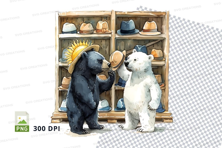 Cartoon bear and polar bear high five clipart png