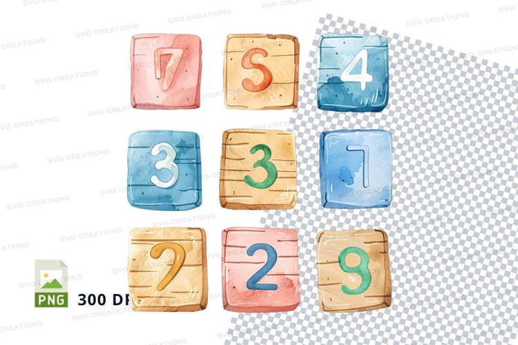 Colorful number clipart set on transparent background PNG