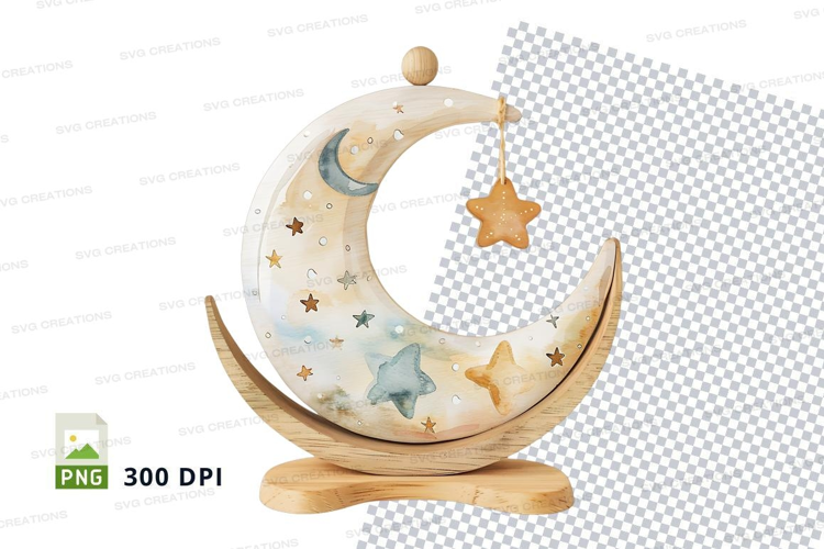 Crescent moon ceramic jar with stars and dreamy night sky cl