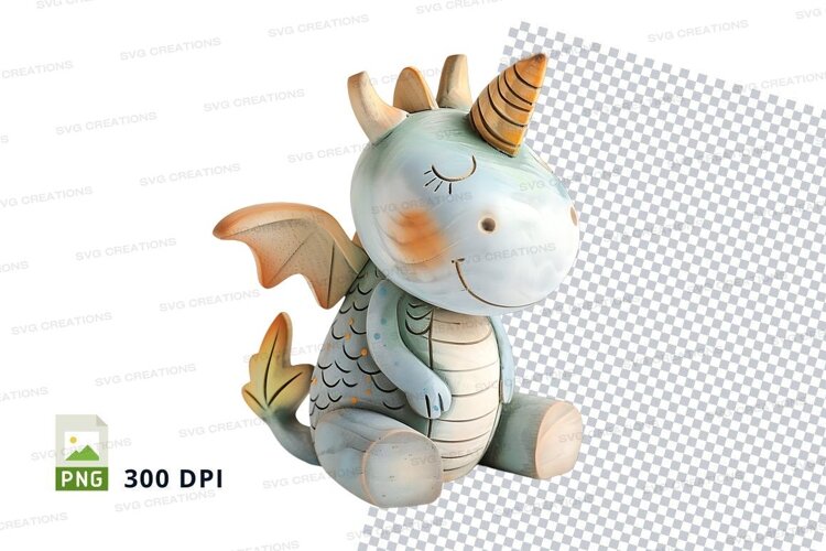 Cute blue dragon plush toy sitting isolated on white backgro example image 1