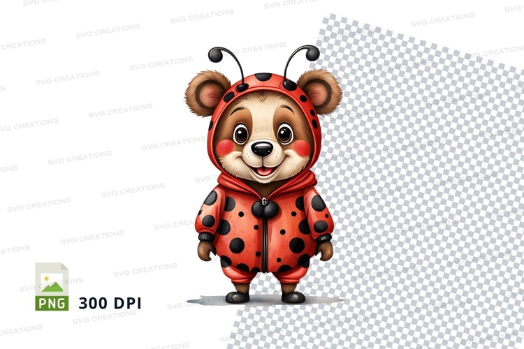 Cute ladybug teddy bear clipart PNG high resolution 300 DPI