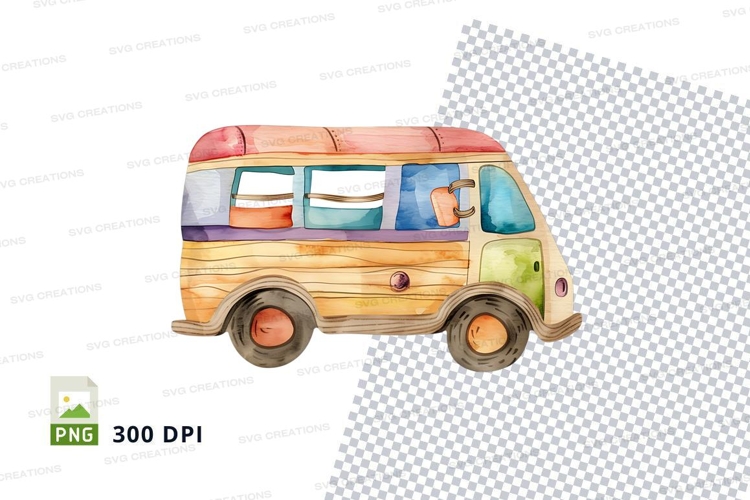 Colorful retro ice cream van clipart PNG transparent