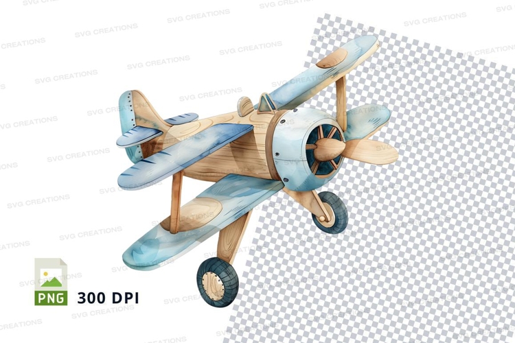Vintage wooden biplane clipart png transparent background