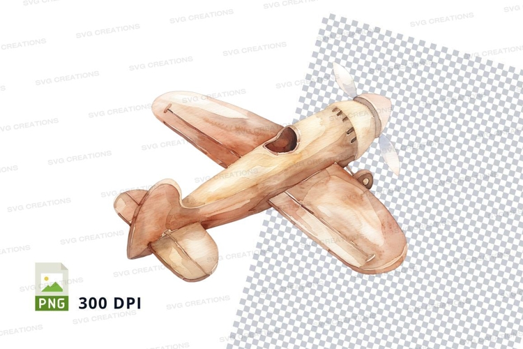 Vintage wooden airplane clipart PNG transparent background