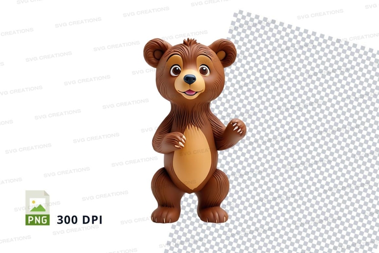 Cute brown teddy bear clipart PNG 300 DPI isolated