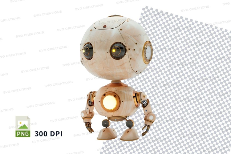 Cute robot clipart isolated on transparent background 300 DP