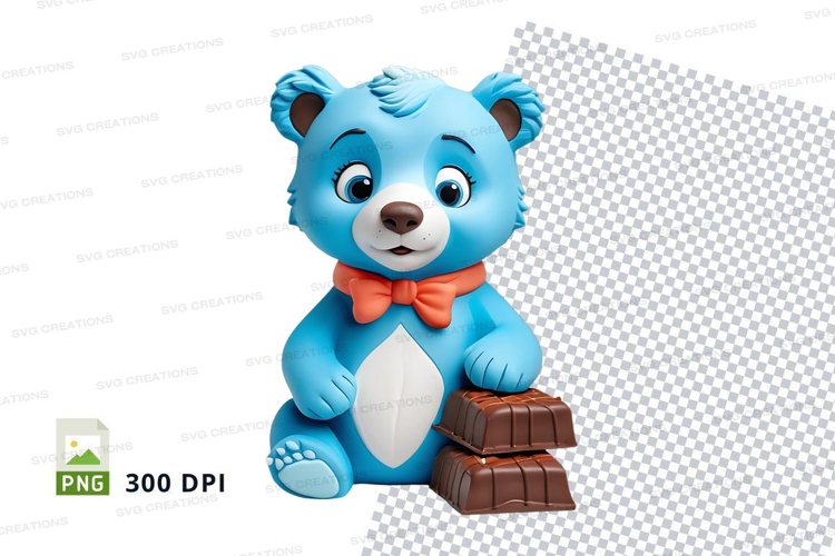 Blue teddy bear holding books clipart png illustration