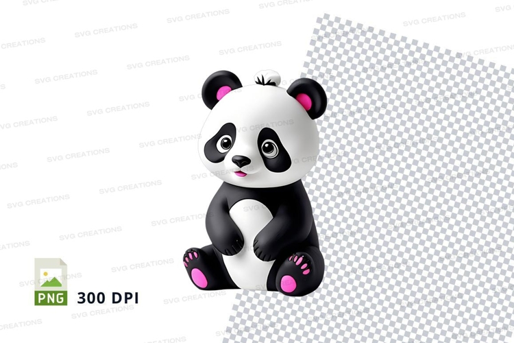 Cute panda clipart sitting isolated transparent background