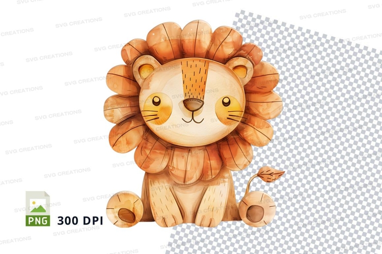 Cute cartoon lion clipart sitting isolated on white backgrou