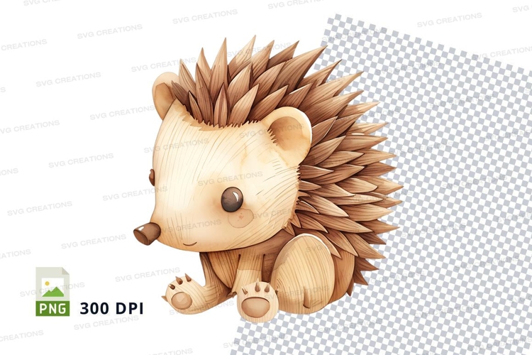 Cute hedgehog clipart png isolated on white background
