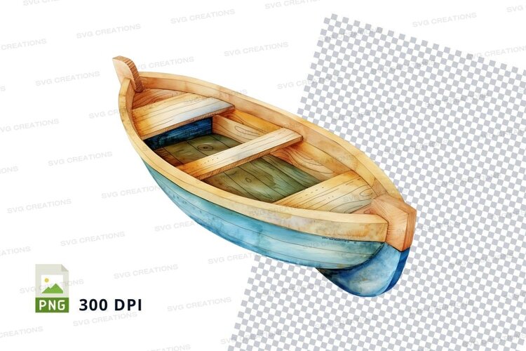 Wooden rowboat clipart transparent water reflection vector example image 1